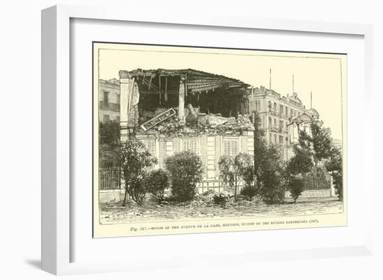 House in the Avenue De La Gare, Mentone, Ruined by the Riviera Earthquake, 1887-null-Framed Giclee Print