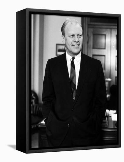 House Minority Leader Sen. Gerald R. Ford. in His Office-null-Framed Premier Image Canvas