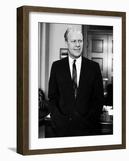 House Minority Leader Sen. Gerald R. Ford. in His Office-null-Framed Photographic Print