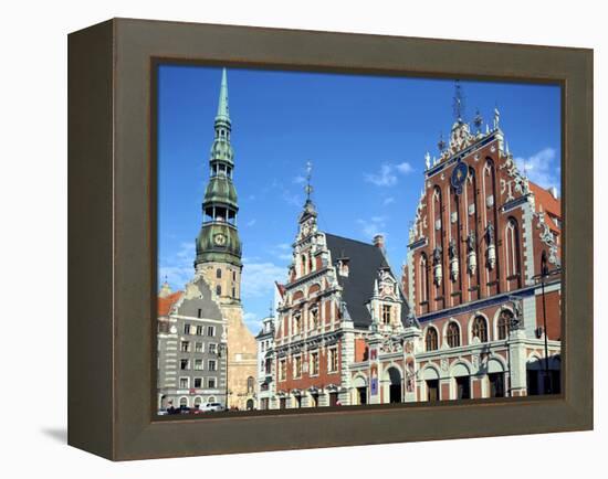 House of Blackheads and St Peters Church, Riga, Latvia-Peter Thompson-Framed Premier Image Canvas