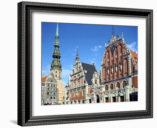 House of Blackheads and St Peters Church, Riga, Latvia-Peter Thompson-Framed Photographic Print