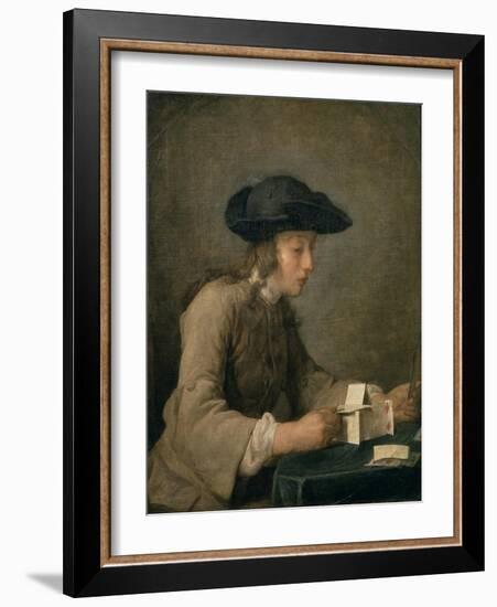 House of Cards, c.1737-Jean-Baptiste Simeon Chardin-Framed Giclee Print