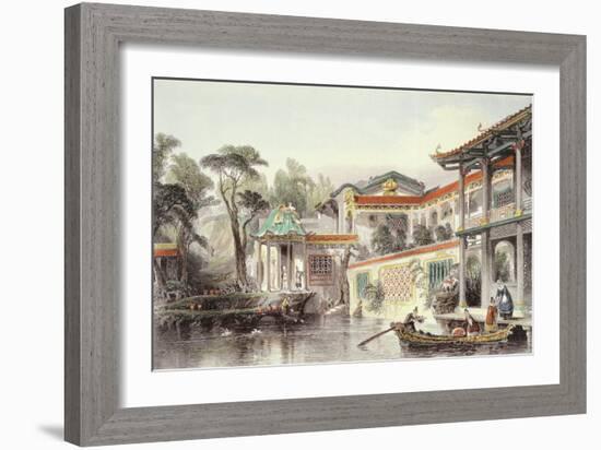 House of Conseequa, a Chinese Merchant, in the Suburbs of Canton, from "China in a Series of Views"-Thomas Allom-Framed Giclee Print