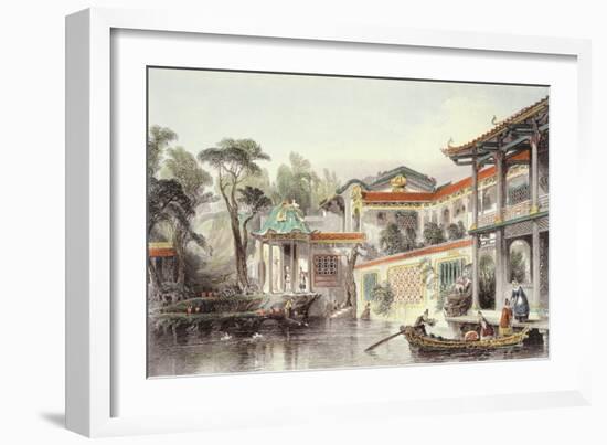 House of Conseequa, a Chinese Merchant, in the Suburbs of Canton, from "China in a Series of Views"-Thomas Allom-Framed Giclee Print