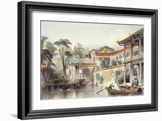 House of Conseequa, a Chinese Merchant, in the Suburbs of Canton, from "China in a Series of Views"-Thomas Allom-Framed Giclee Print