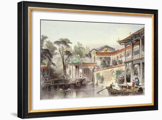 House of Conseequa, a Chinese Merchant, in the Suburbs of Canton, from "China in a Series of Views"-Thomas Allom-Framed Giclee Print