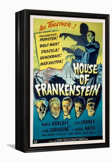 House of Frankenstein, Boris Karloff, Lon Chaney Jr., John Carradine, J. Carrol Naish, 1944-null-Framed Stretched Canvas