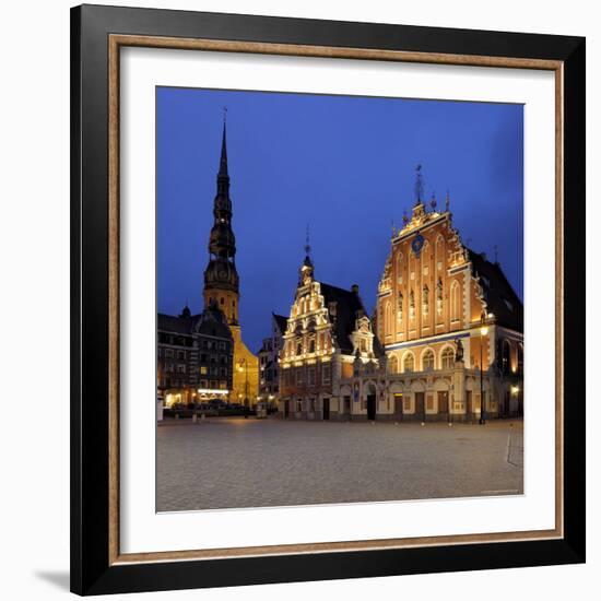House of the Blackheads at Night, Ratslaukums (Town Hall Square), Riga, Latvia, Baltic States-Gary Cook-Framed Photographic Print