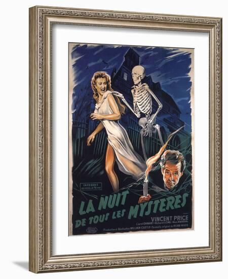 House On Haunted Hill, French Movie Poster, 1958-null-Framed Art Print