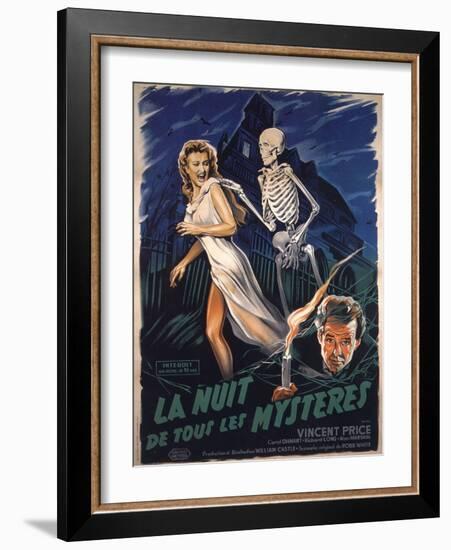 House On Haunted Hill, French Movie Poster, 1958-null-Framed Art Print