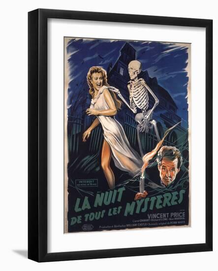 House On Haunted Hill, French Movie Poster, 1958-null-Framed Art Print