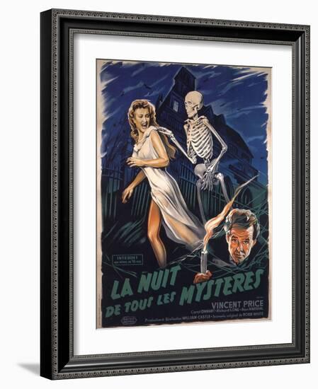 House On Haunted Hill, French Movie Poster, 1958-null-Framed Art Print