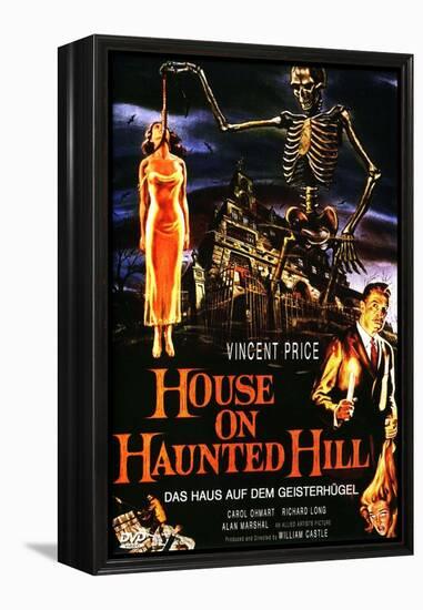 House On Haunted Hill, German Movie Poster, 1958-null-Framed Stretched Canvas