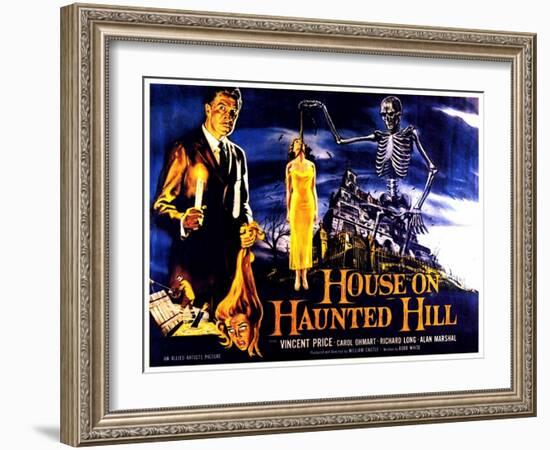 House On Haunted Hill, UK Movie Poster, 1958-null-Framed Art Print