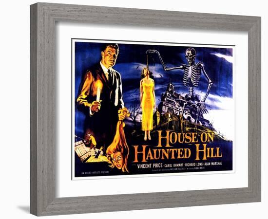 House On Haunted Hill, UK Movie Poster, 1958-null-Framed Art Print