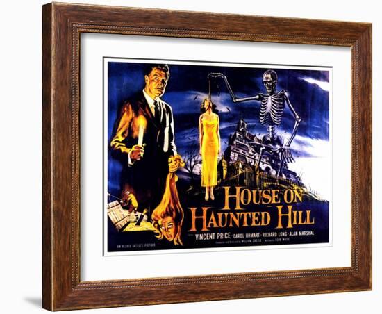 House On Haunted Hill, UK Movie Poster, 1958-null-Framed Art Print