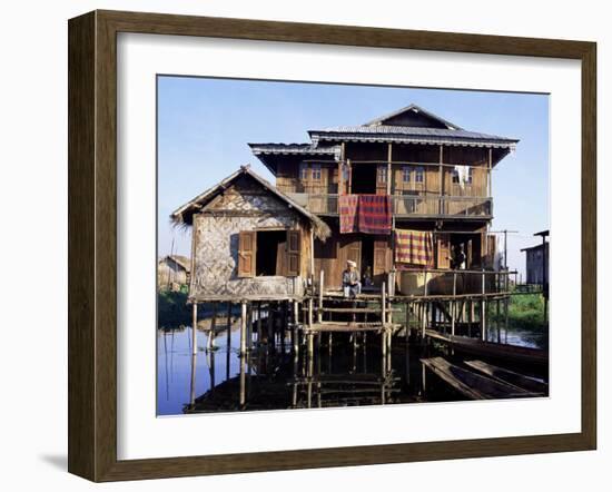 House on Stilts of Shan Family, Inle Lake, Shan States, Myanmar (Burma)-Upperhall-Framed Photographic Print