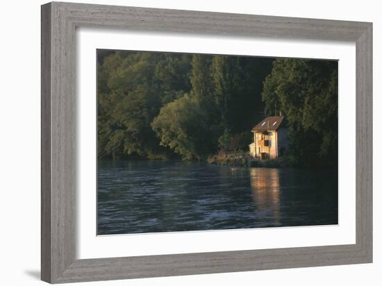 House on the Rhone River, Surronded by Trees, Geneva-Marcel Malherbe-Framed Photographic Print