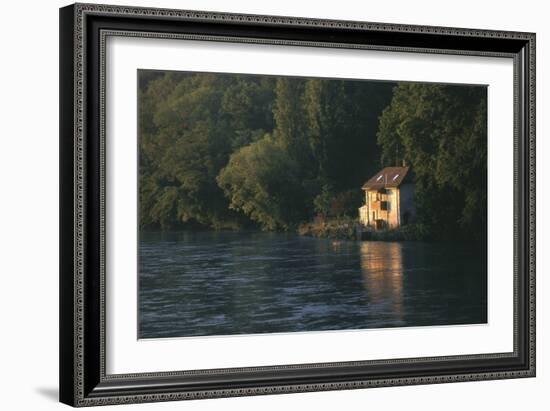 House on the Rhone River, Surronded by Trees, Geneva-Marcel Malherbe-Framed Photographic Print