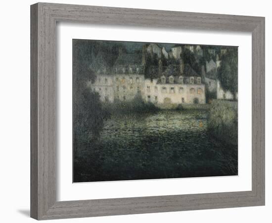 House on the River in the Moonlight; Maison Sur La Riviere Au Clair De Lune, Quimperle, 1920-Henri Eugene Augustin Le Sidaner-Framed Giclee Print