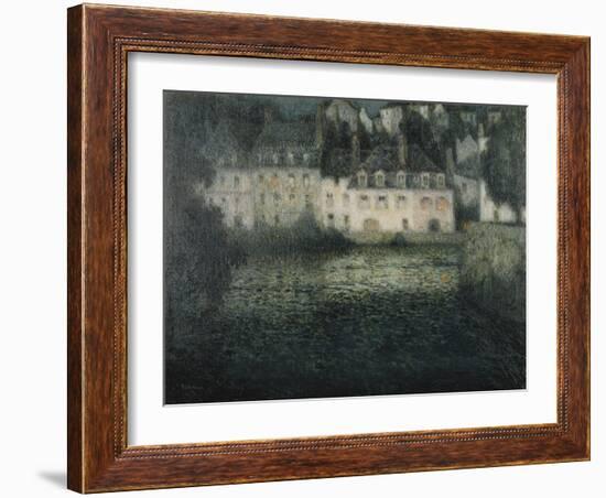 House on the River in the Moonlight; Maison Sur La Riviere Au Clair De Lune, Quimperle, 1920-Henri Eugene Augustin Le Sidaner-Framed Giclee Print