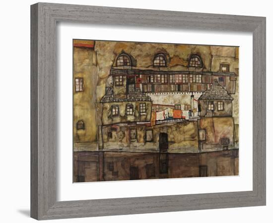 House Wall on the River, 1915-Egon Schiele-Framed Giclee Print