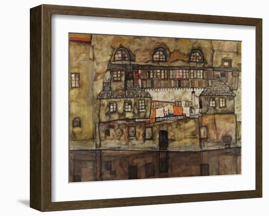 House Wall on the River, 1915-Egon Schiele-Framed Giclee Print