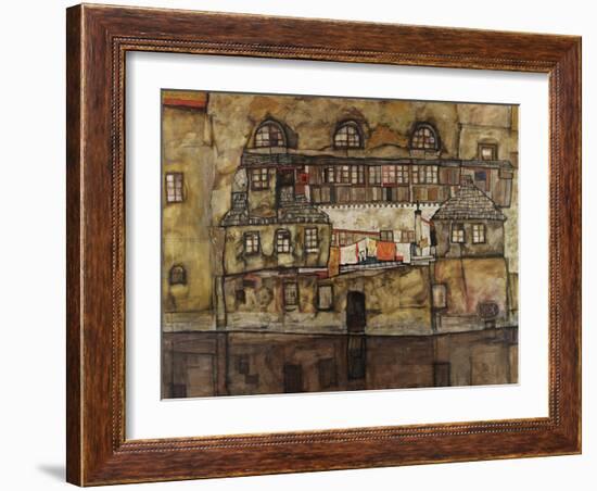 House Wall on the River, 1915-Egon Schiele-Framed Giclee Print