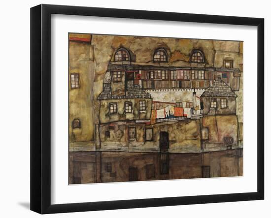 House Wall on the River, 1915-Egon Schiele-Framed Giclee Print