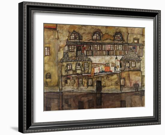 House Wall on the River, 1915-Egon Schiele-Framed Giclee Print