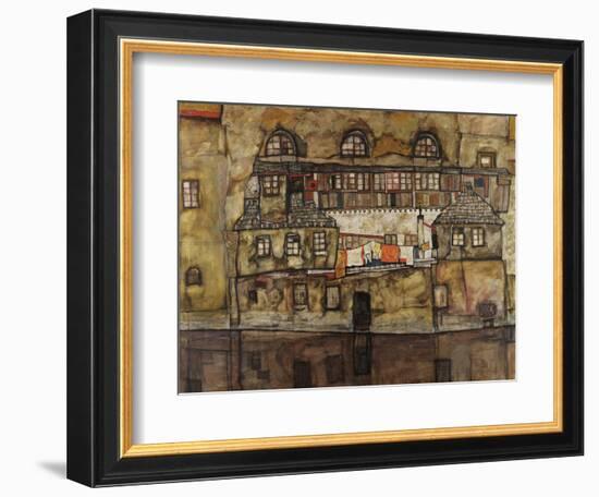 House Wall on the River, 1915-Egon Schiele-Framed Giclee Print