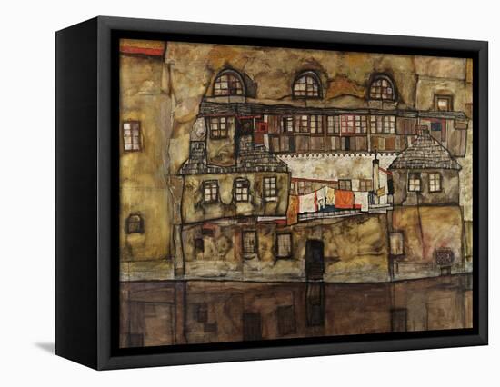 House Wall on the River-Egon Schiele-Framed Premier Image Canvas