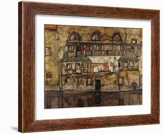 House Wall on the River-Egon Schiele-Framed Giclee Print