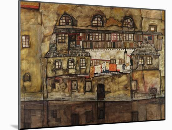 House Wall on the River-Egon Schiele-Mounted Giclee Print