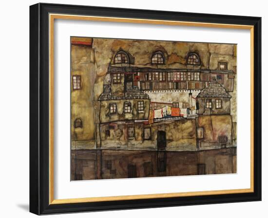 House Wall on the River-Egon Schiele-Framed Giclee Print