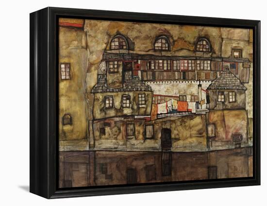 House Wall on the River-Egon Schiele-Framed Premier Image Canvas