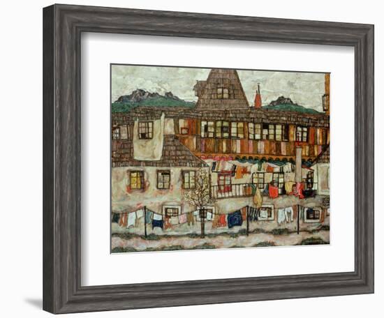 House with Drying Laundry, 1917-Egon Schiele-Framed Giclee Print