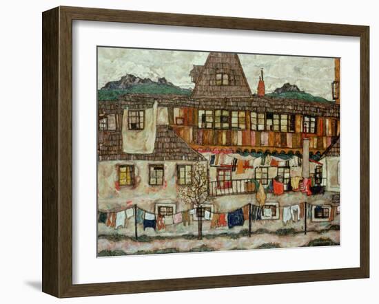 House with Drying Laundry, 1917-Egon Schiele-Framed Giclee Print