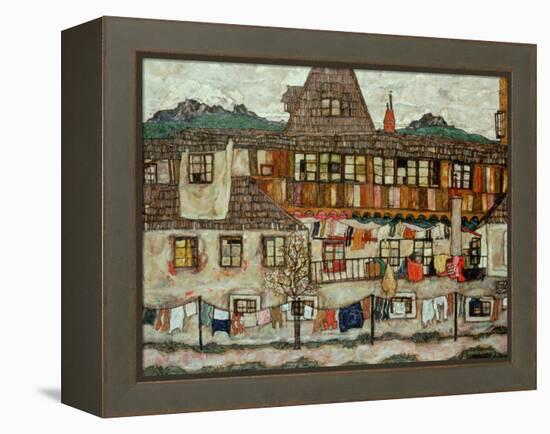 House with Drying Laundry, 1917-Egon Schiele-Framed Premier Image Canvas