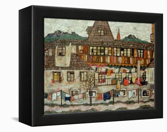 House with Drying Laundry, 1917-Egon Schiele-Framed Premier Image Canvas