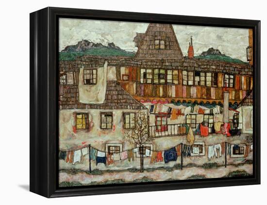 House with Drying Laundry, 1917-Egon Schiele-Framed Premier Image Canvas