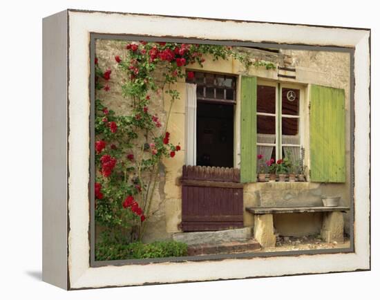 House with Green Shutters, in the Nevre Region of Burgundy, France, France-Michael Busselle-Framed Premier Image Canvas