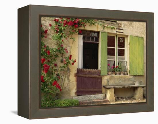 House with Green Shutters, in the Nevre Region of Burgundy, France, France-Michael Busselle-Framed Premier Image Canvas