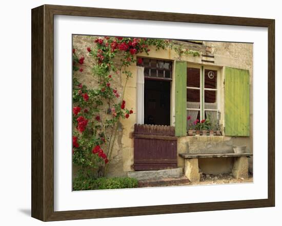 House with Green Shutters, in the Nevre Region of Burgundy, France, France-Michael Busselle-Framed Photographic Print