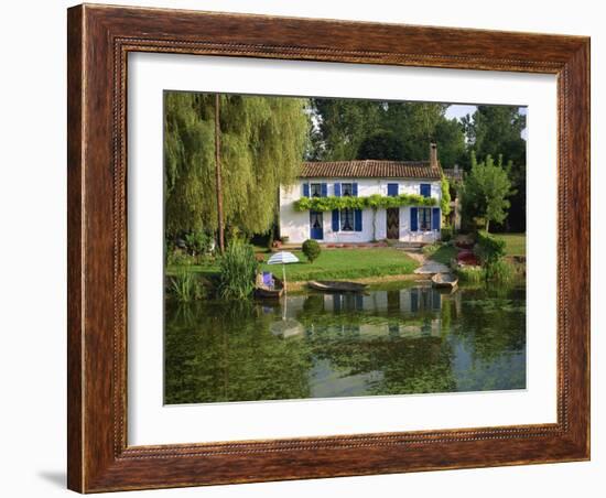 House with Pond in Garden, Coulon, Marais Poitevin, Poitou Charentes, France, Europe-Miller John-Framed Photographic Print