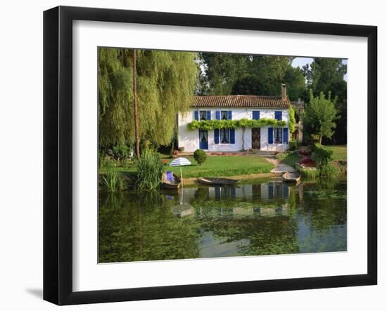 House with Pond in Garden, Coulon, Marais Poitevin, Poitou Charentes, France, Europe-Miller John-Framed Photographic Print