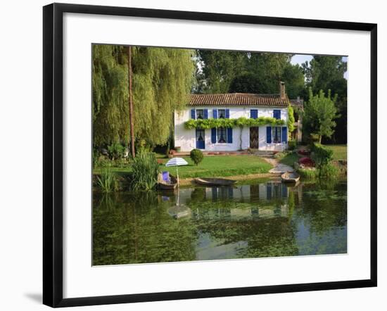 House with Pond in Garden, Coulon, Marais Poitevin, Poitou Charentes, France, Europe-Miller John-Framed Photographic Print