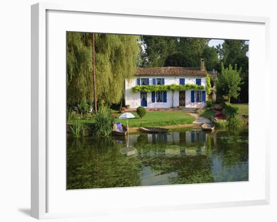 House with Pond in Garden, Coulon, Marais Poitevin, Poitou Charentes, France, Europe-Miller John-Framed Photographic Print