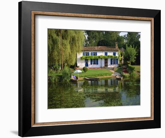House with Pond in Garden, Coulon, Marais Poitevin, Poitou Charentes, France, Europe-Miller John-Framed Photographic Print