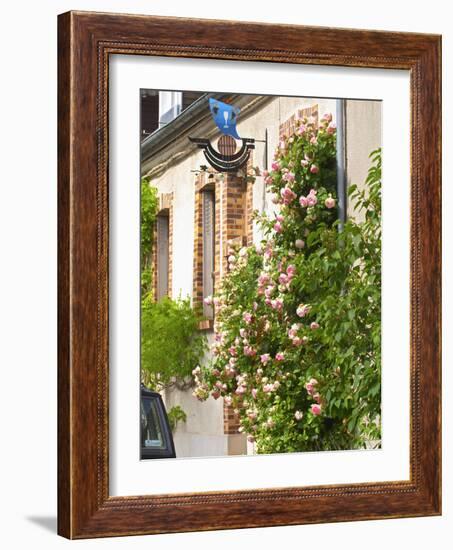 House with Rose Bushes and Wrought Iron Sign, Hautvillers, Vallee De La Marne, Champagne, France-Per Karlsson-Framed Photographic Print